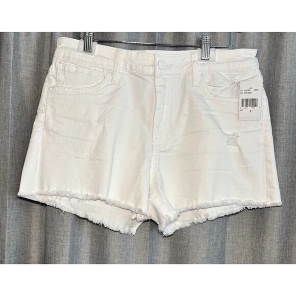 Kut From The Kloth Jane Hi Rise Shorts Optic White Raw Hem NWT Size 8